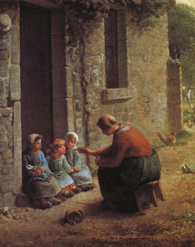 Jean Francois Millet Woman feeding the children oil painting picture